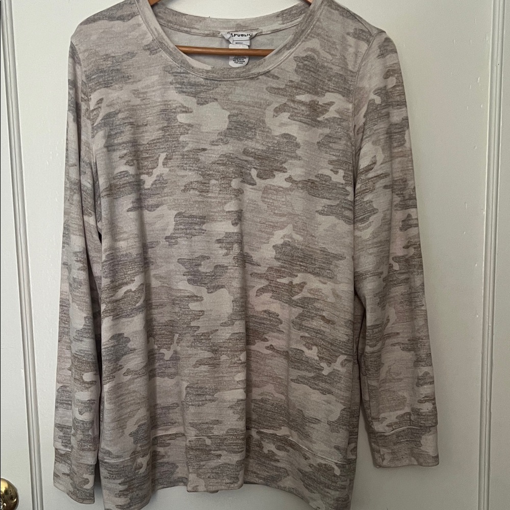 For The Republic Gray Camo Sweater